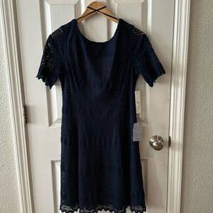 Eliza J navy dress with lace detail